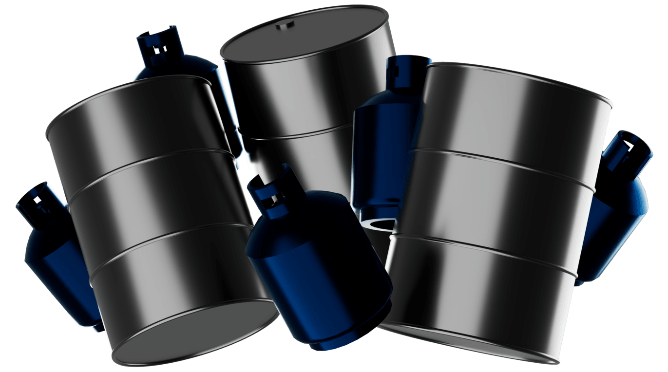 Trading Energi — ilustrasi drum minyak mentah dan gas