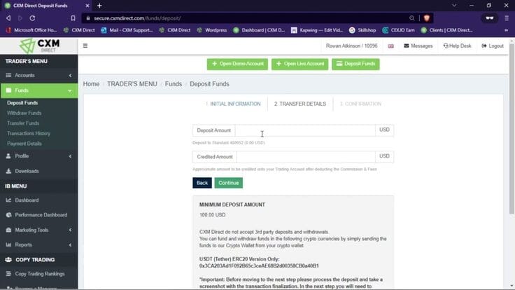 كيفية إيداع USDT ERC20